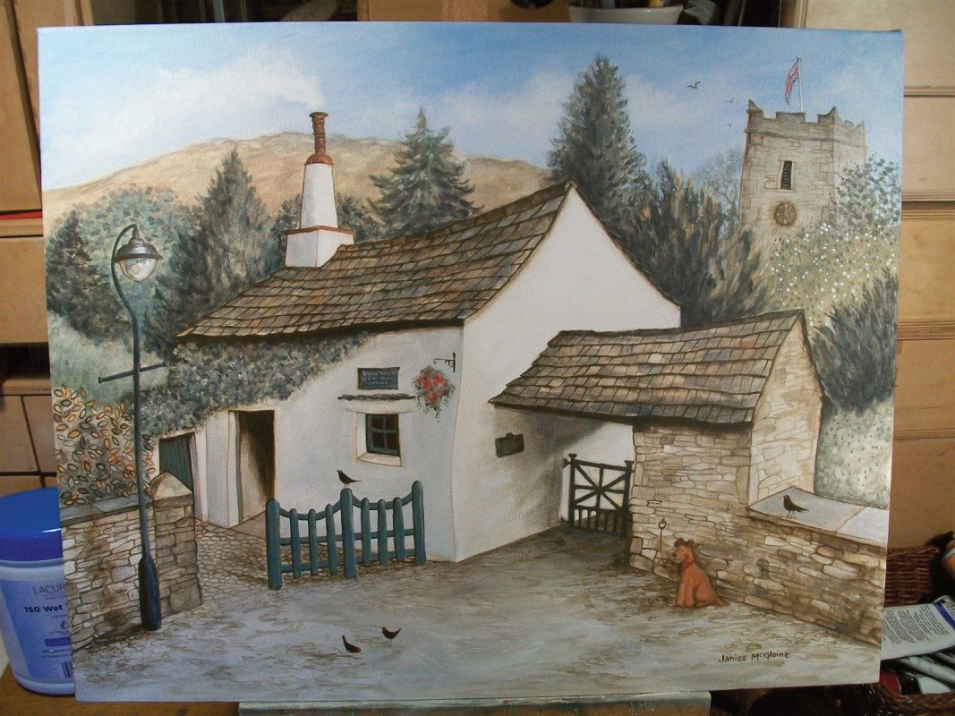 the finished painting "Grasmere Gingerbread House"