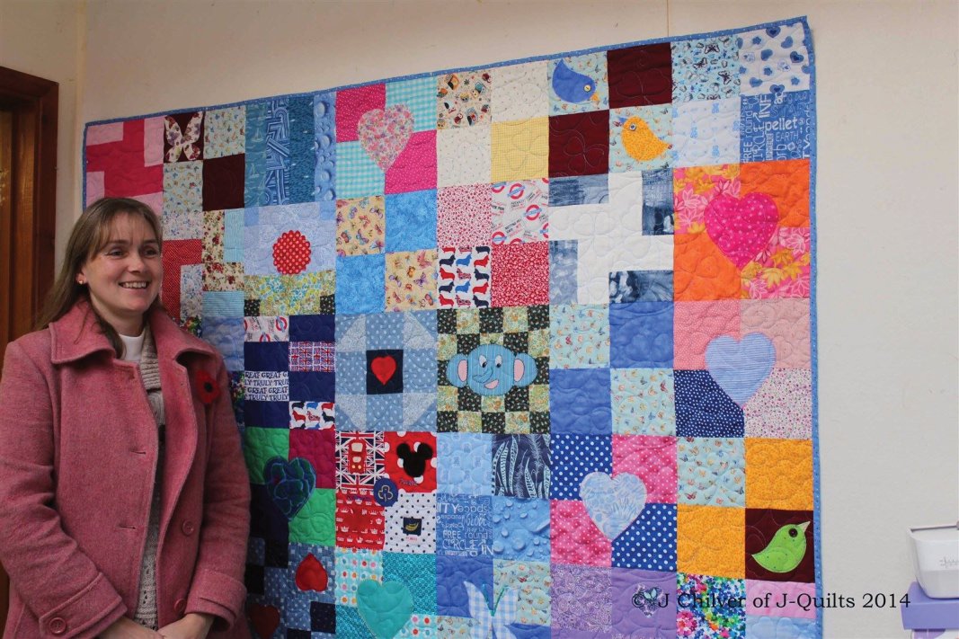Barbara Fynn at my studio collecting the quilt