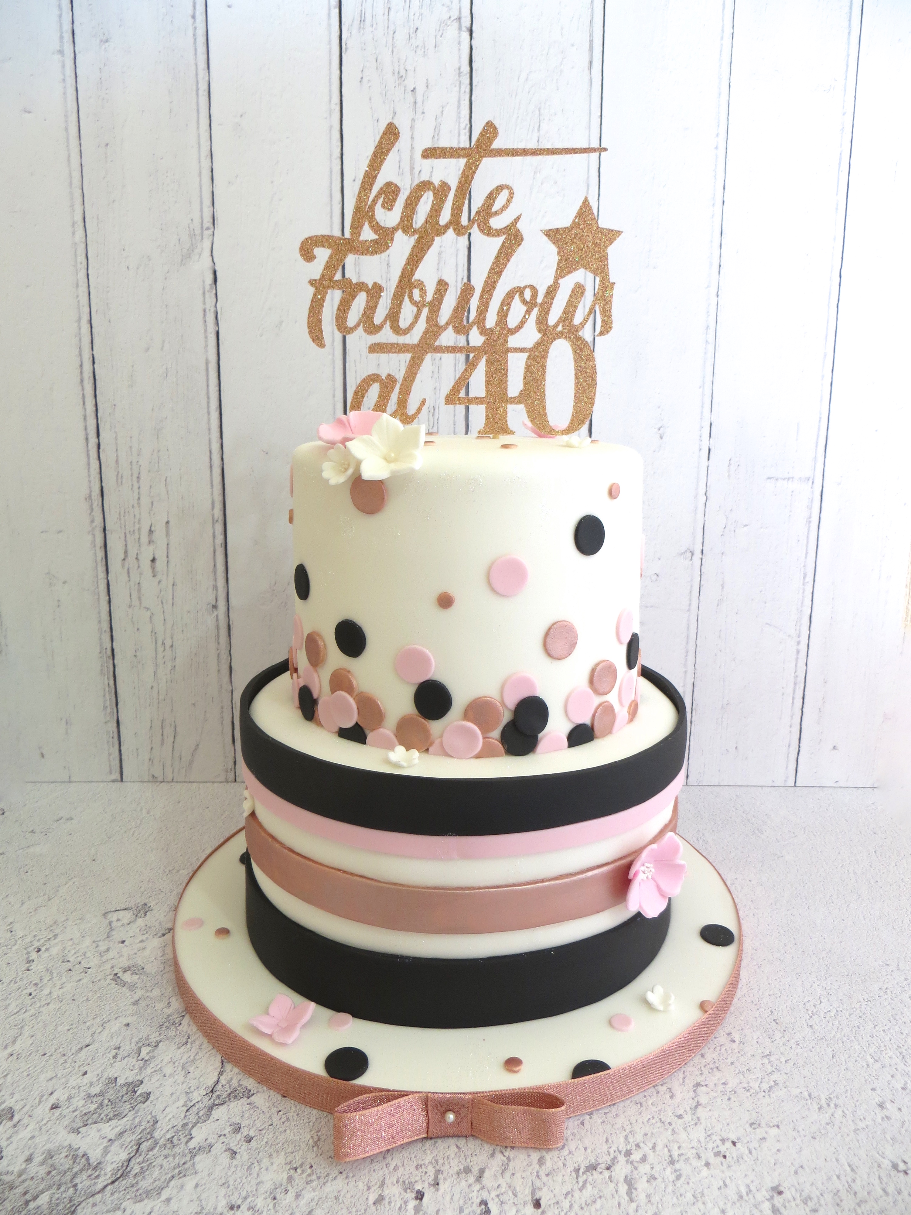 40th Birthday Pink Rose Gold And Black Cake