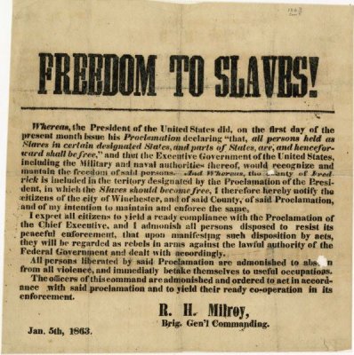 Freedom to Slave Declared in the Anticipation Proclamation 