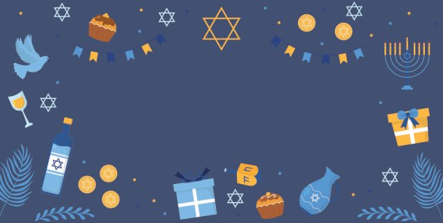 Hanukkah Icons In Blue