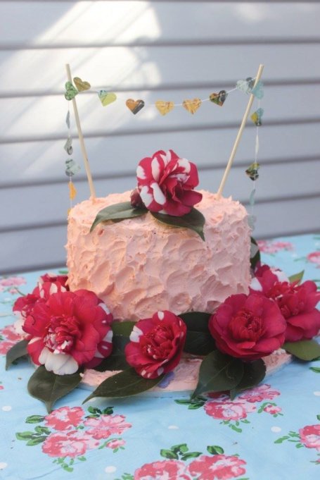 pink layered cake