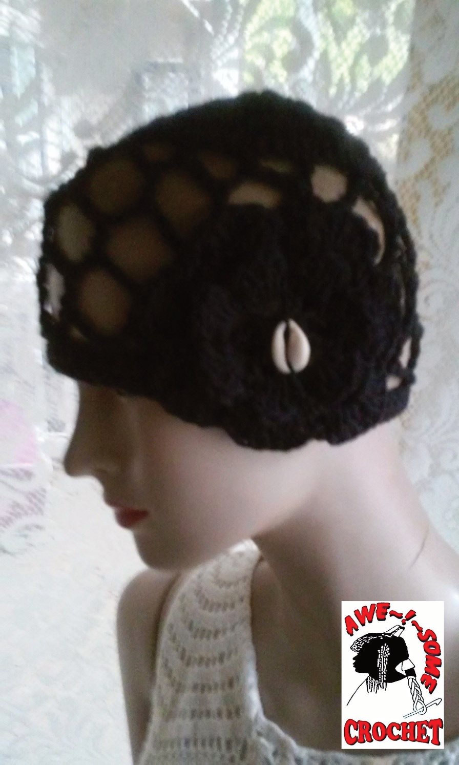 Cotton crochet black hat  SPR05-309