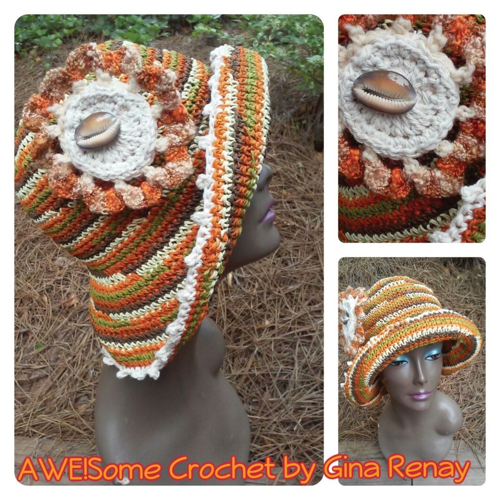 Raffia straw crochet hat flower  SPR05-305