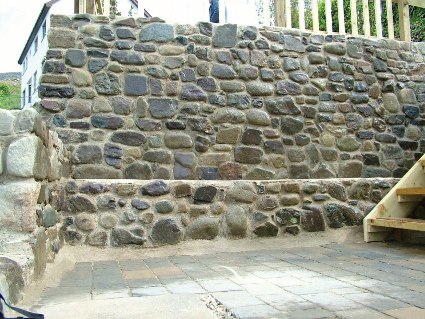 Stone retaining wall New Quay Ceredigion