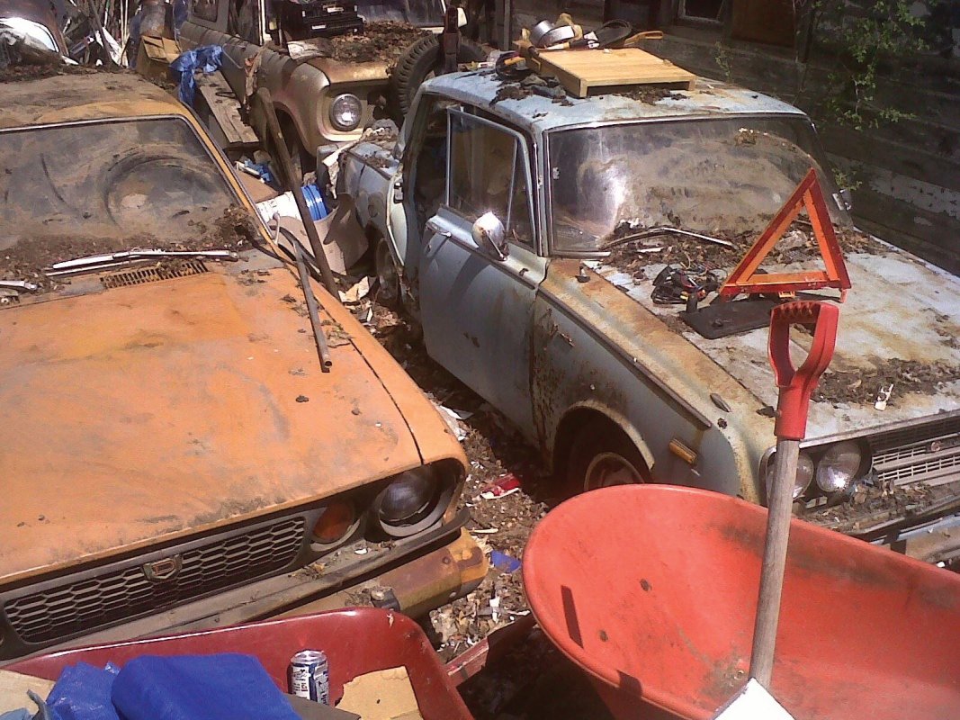 A couple old cars that had been sitting in the yard for years! We also buy junk cars.....