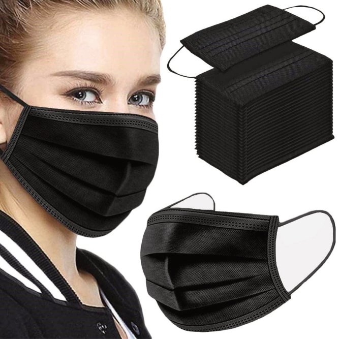 50PCS 3 ply black disposable face shield from Amazon