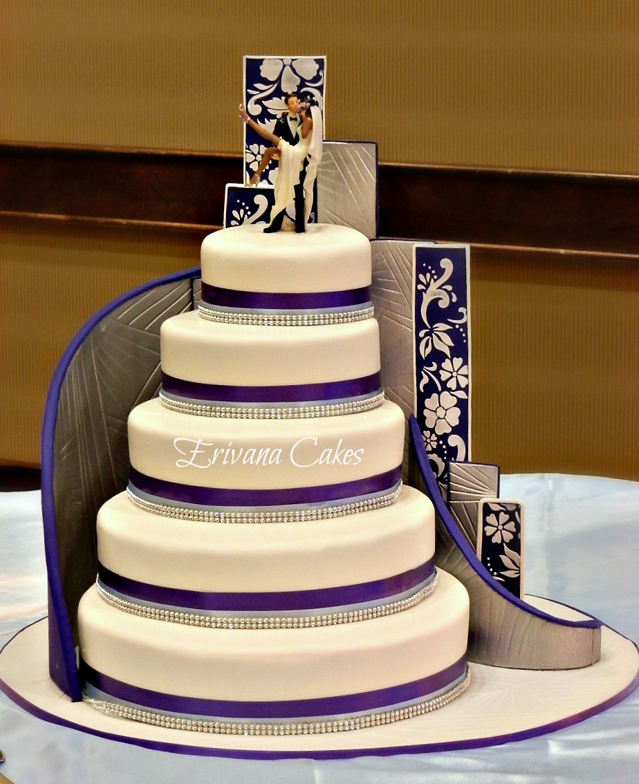 purple and blue wedding cake