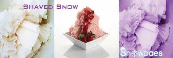 snowdaes. taro shaved snow. shaved snow. milk shaved snow, fresh strawberry shaved snow