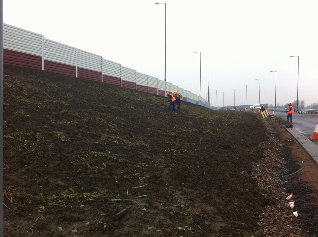 Planting works on the M74 motorway extension, Glasgow
