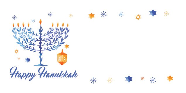 Happy Hanukkah in Watercolor - White