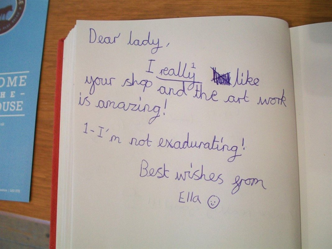 a lovely comment in my book from a young visitor
