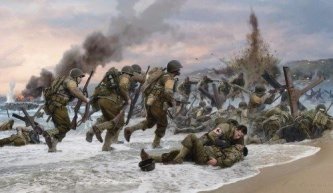 Assault on Omaha Beach Print by Simon Smith with Normandy Commrmorative Book
