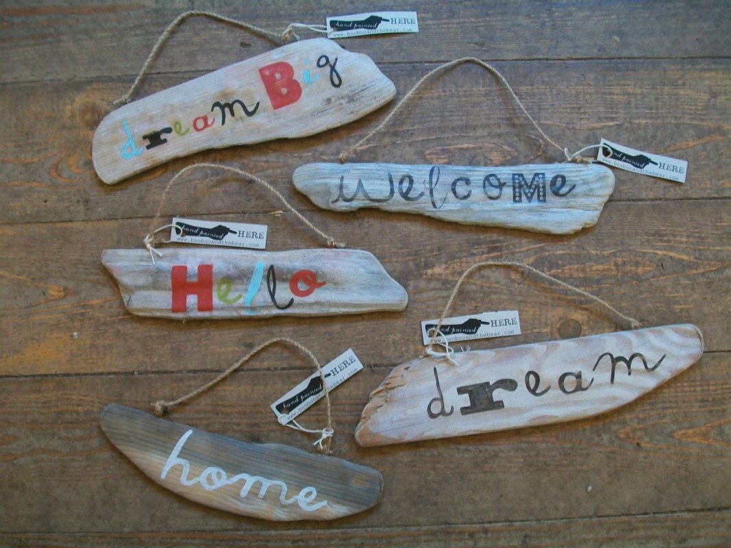 hand made driftwood signs