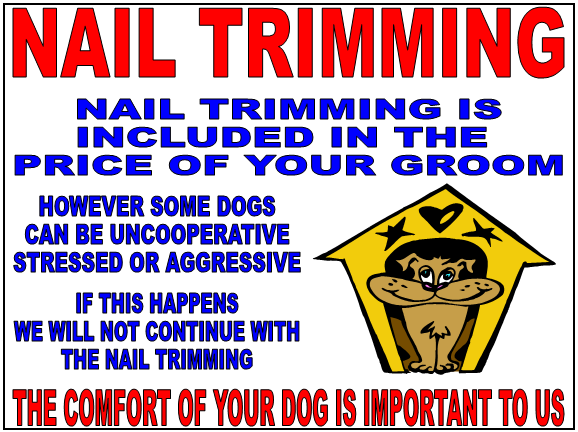 Nail Trimming included in the price of your full groom