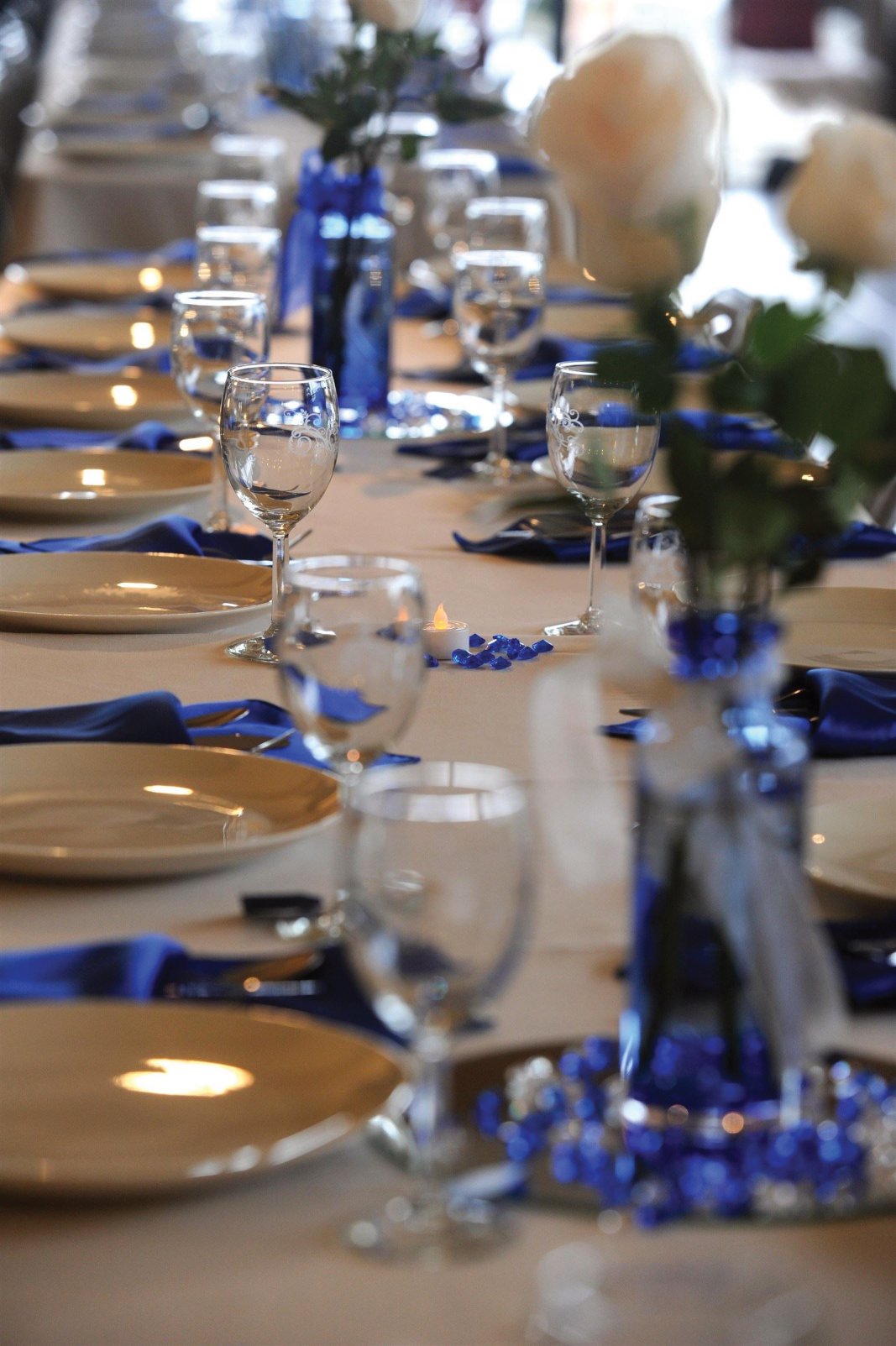 Sapphire blue table scatter
