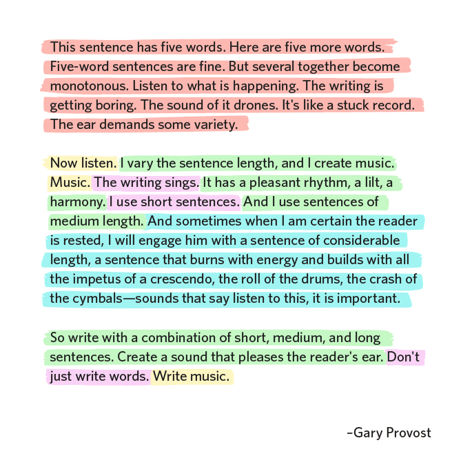 length of sentences in essay