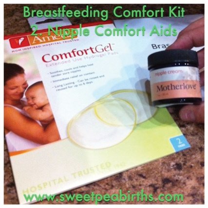 Breastfeeding Comfort Kit brought to you by Modern Mommy Boutique and Sweet Pea Births, offering Bradley Method® natural childbirth classes offered in Arizona