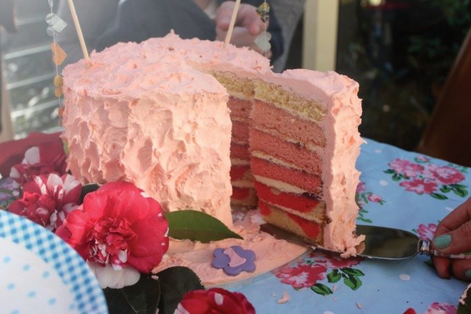 pink layered cake