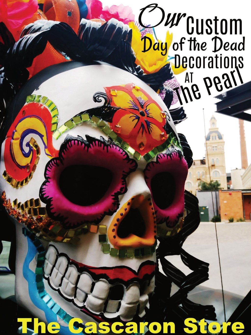 day of the dead large custom display by the cascaron store for parade float in texas