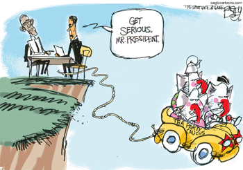 Tea Party Off the Cliff Cartoon