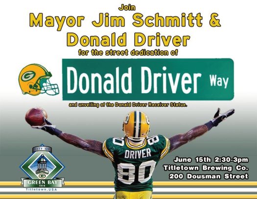 Mayor Jim Schmitt, Donald Driver Way, Titletown Brewery, Sonic MD Daniel Collins Green Bay
