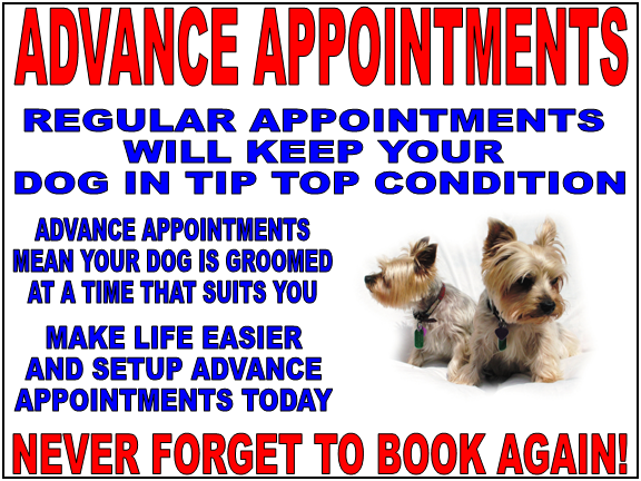Advance Appointments, book now to avoid disappointment at Woking Dog Groomers