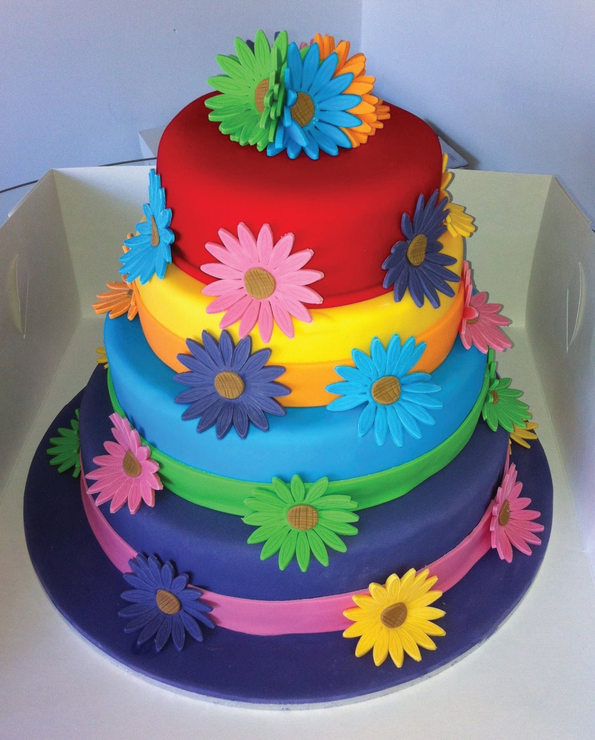 colourful 50th birthday cake