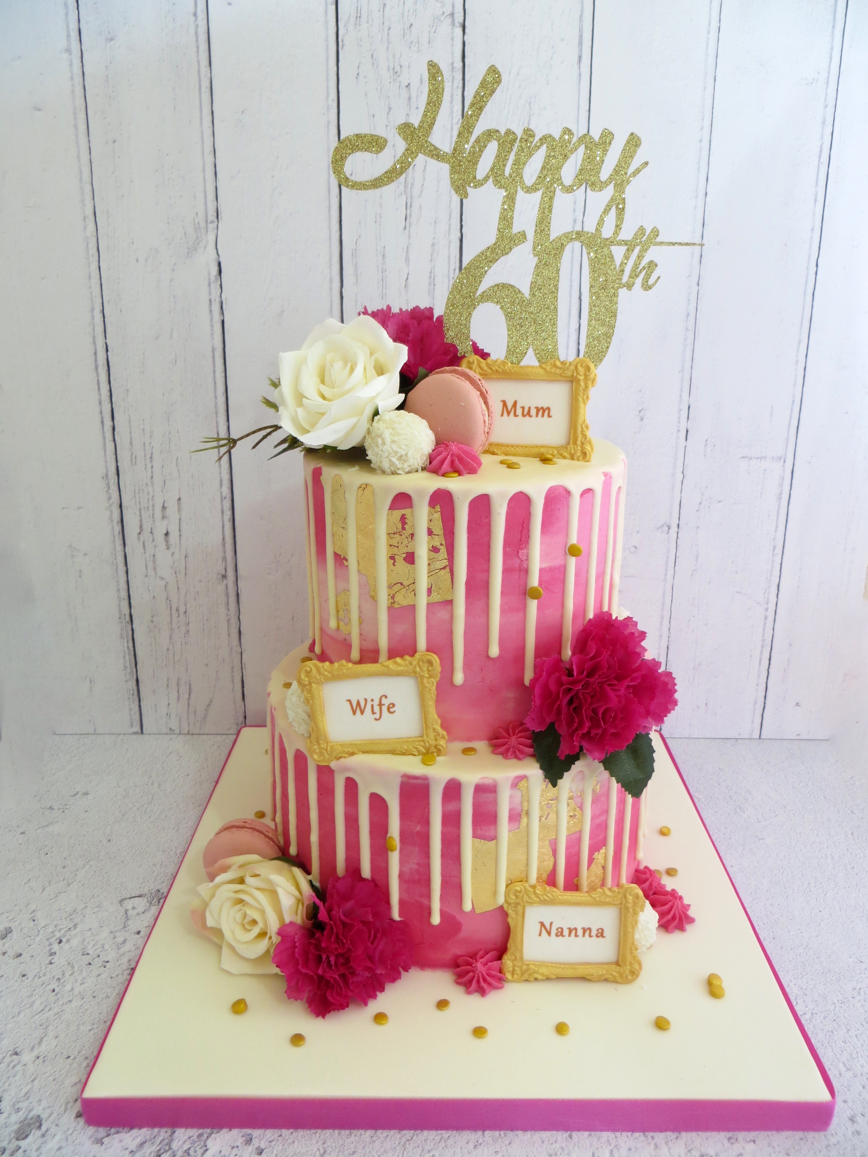 Two Tier 60th Birthday Drip Cake