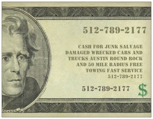 CASH FOR ALL JUNK SALVAGE DAMAGED WRECKED CARS TRUCKS AUSTIN TEXAS 512-789-2177