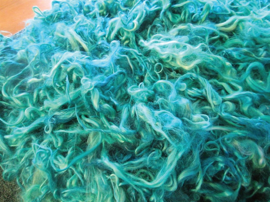 Dyed Suri Fibre in colours of the Caribbean.