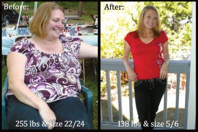 Melissa before and after HCG. She's now a size 4!