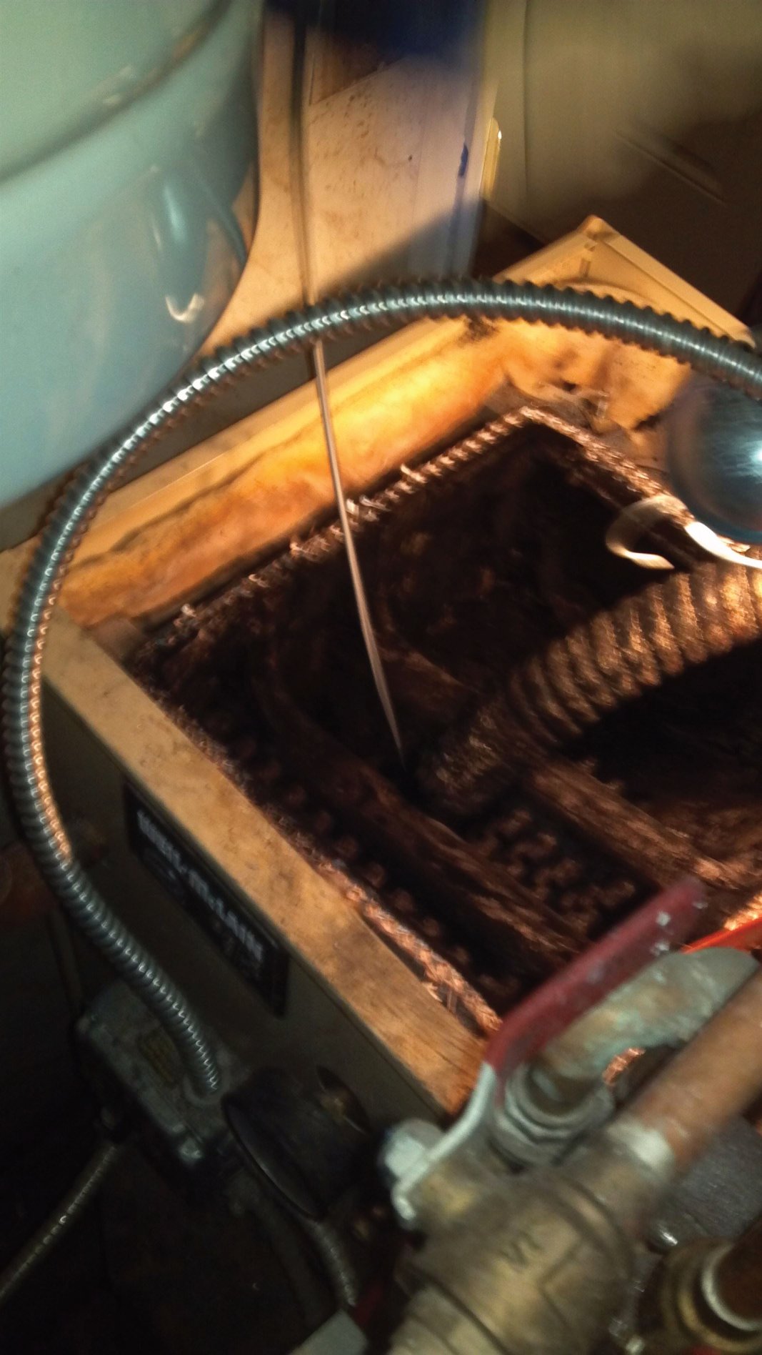 Nasty Boiler!  Remember to clean your oil boiler every year!