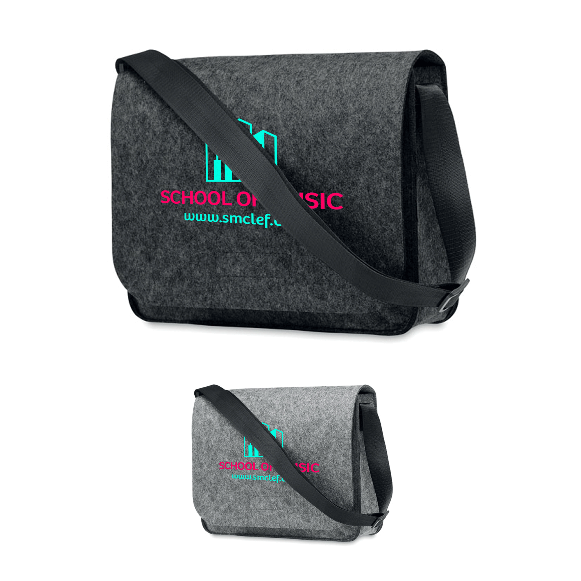 Werbeartikel Dunkelgraue rPET-Laptop-Tasche Baglo aus Filz, 380 mm ...