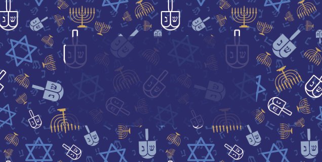 Hanukkah Icons In Royal Blue