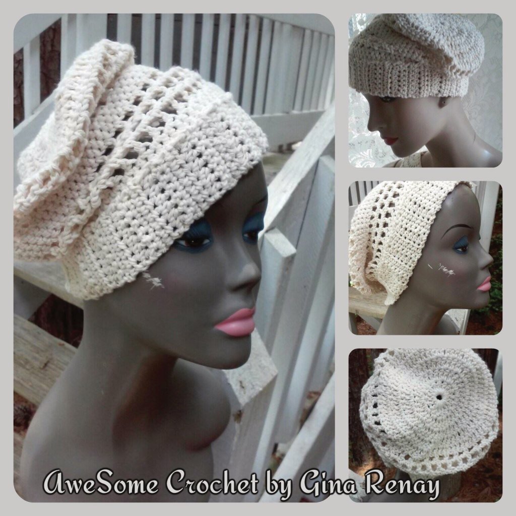 Cotton crochet hat beige SPR05-308