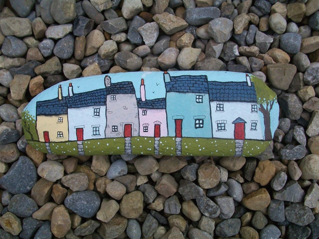 row of calico cottages