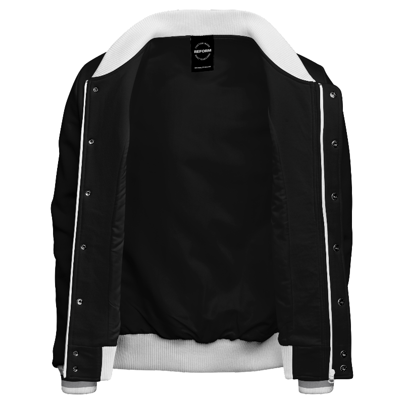 Inside lining of Fleece Varsity Jacket (Stormfront) with Black lining