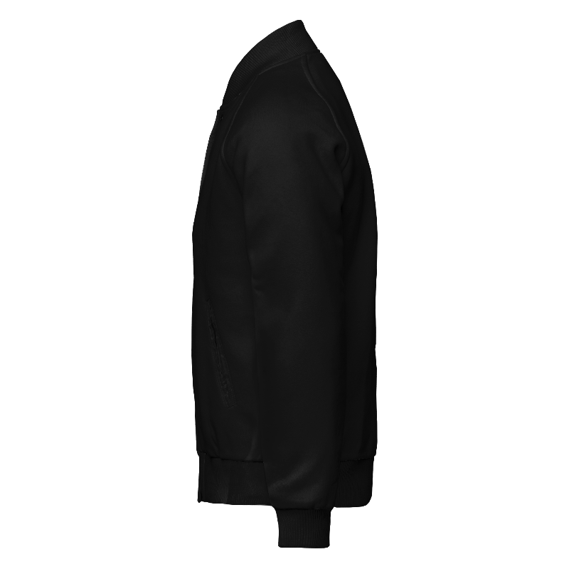 Fleece left of Reversible Varsity Jacket  in Black with ribbing in Black and White