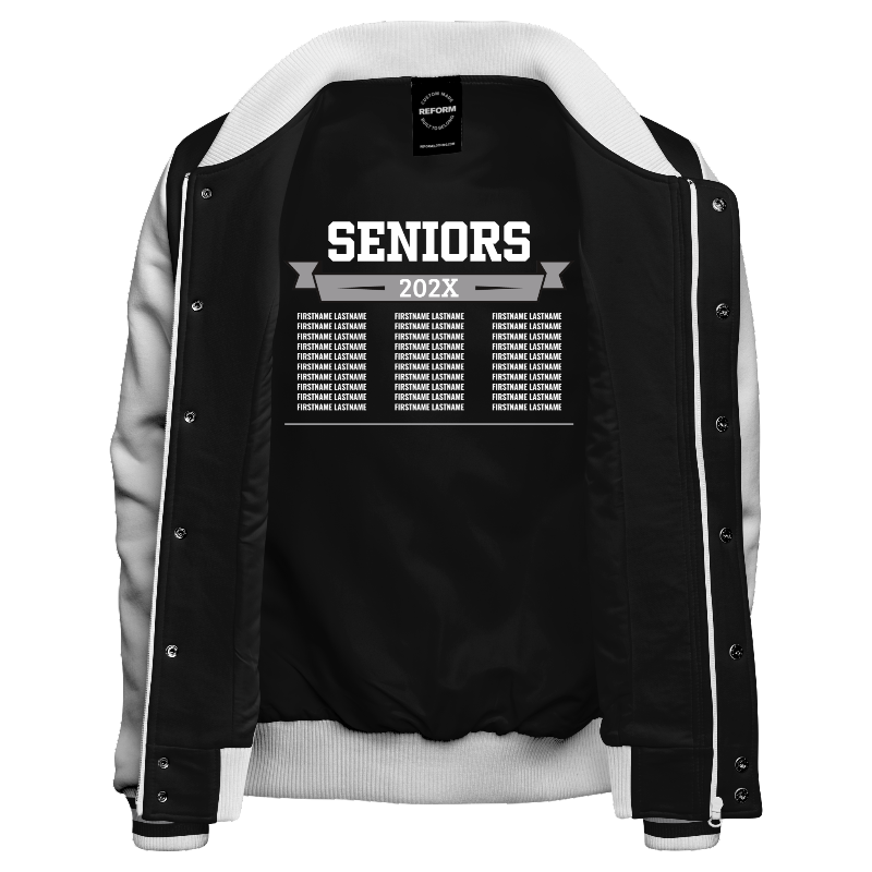 Inside lining of Fleece Varsity Jacket (Stormfront) with Black lining and decoration on inside lining