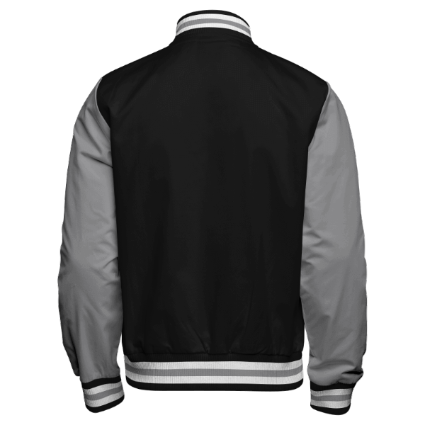 Black Back Print Oversize Varsity Jacket