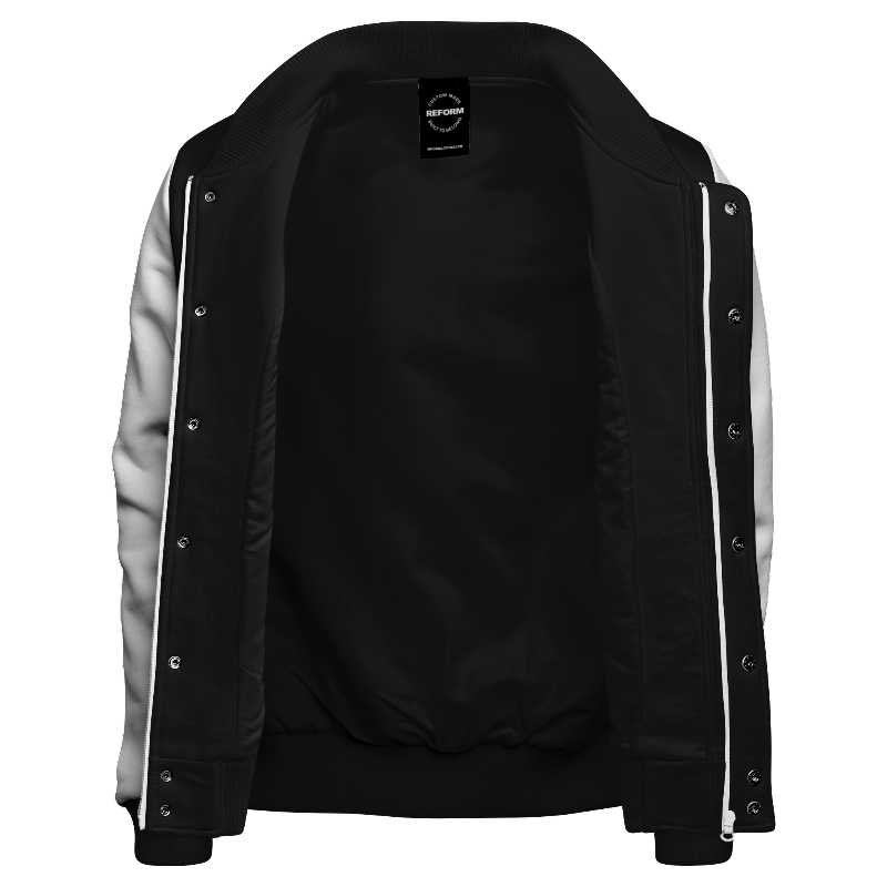 Inside lining of Fleece Varsity Jacket (Stormfront) with Black lining