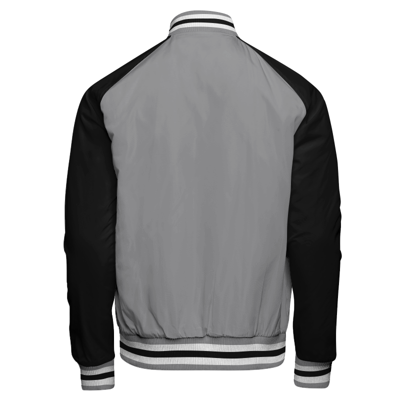 Custom Varsity Letterman Baseball Jacket Gray Leather & Black 