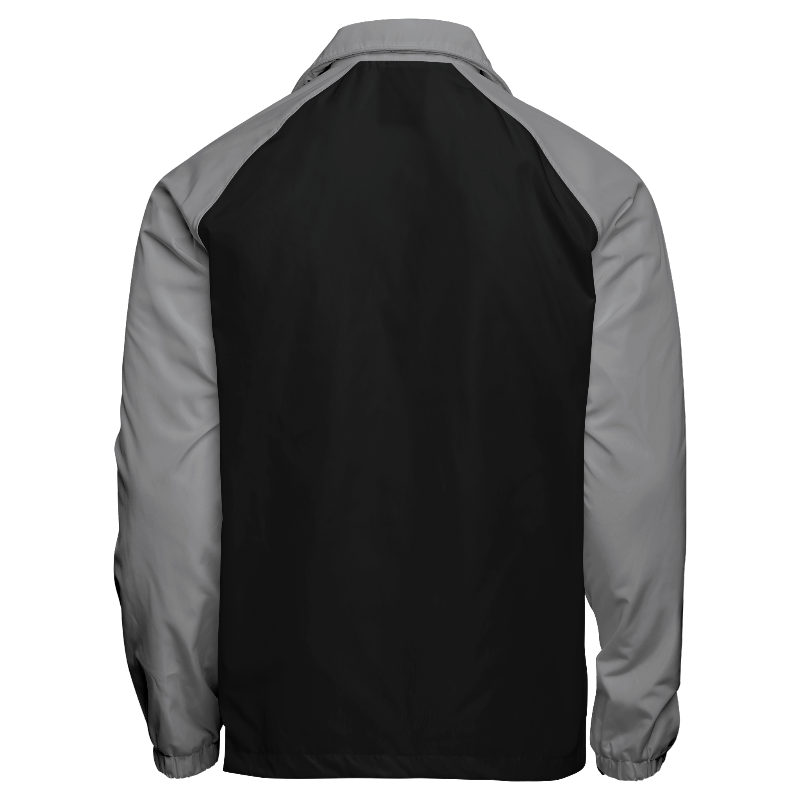 Back of Coaches Jacket in Black and Light Grey with Light Grey sleeves