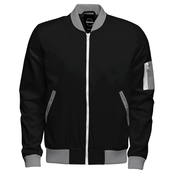 Grey White Embroidered Varsity Bomber Jacket - Maker of Jacket