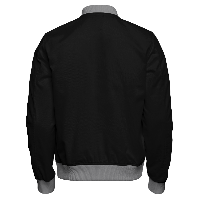 Back of Bomber Jacket in Black and Light Grey