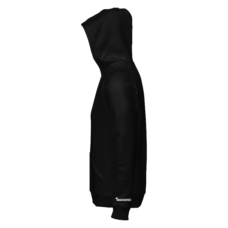 Left of Hoodie in Black with decoration on left cuff