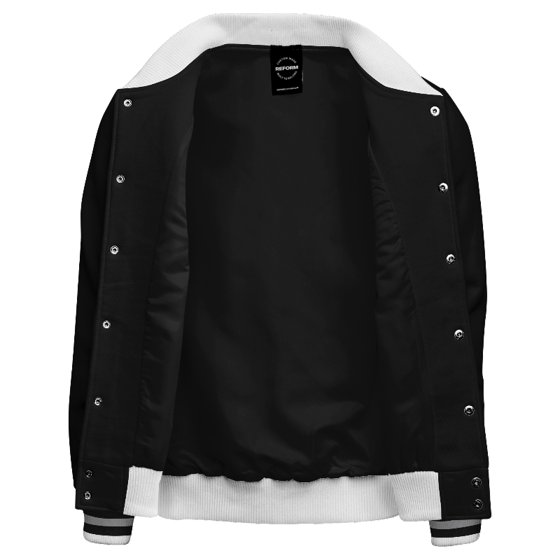 Inside lining of Fleece Varsity Jacket with Black lining