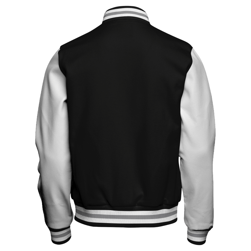 Custom Varsity Letterman Baseball Jacket Gray Leather & Black 