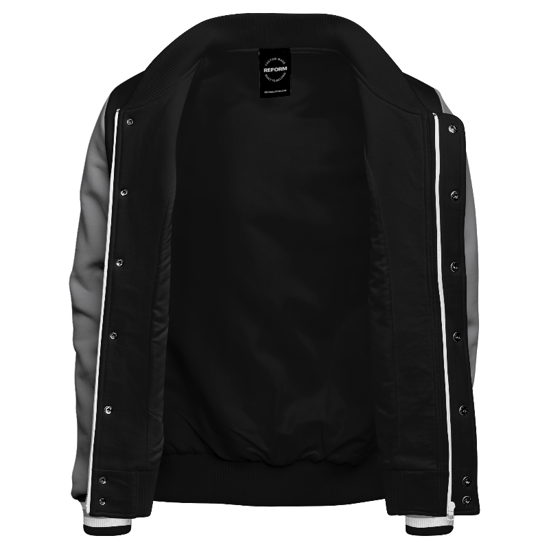 Inside lining of Fleece Varsity Jacket (Stormfront) with Black lining